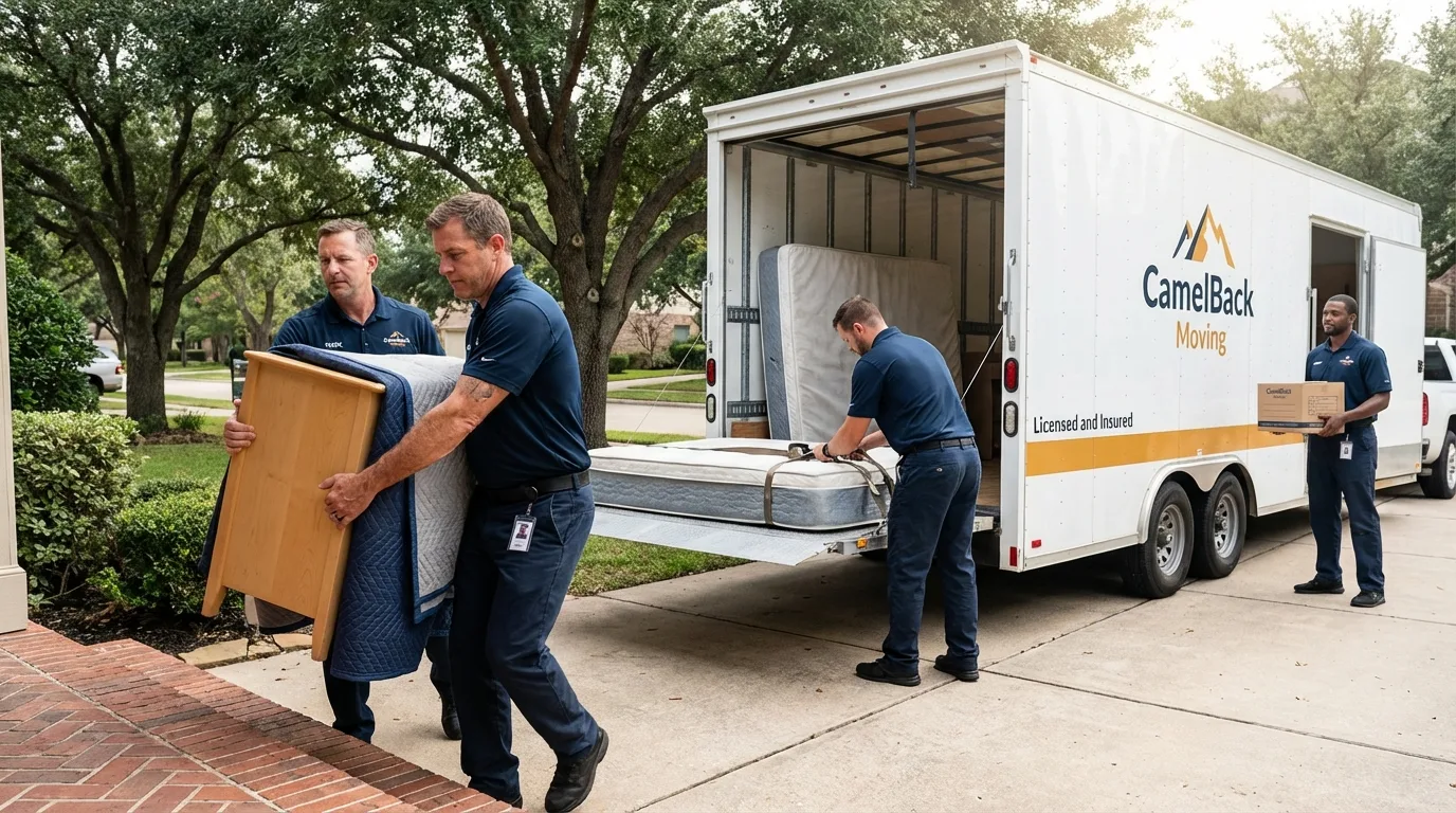 Crew loading residential truck for cross-state move from Livingston, TN