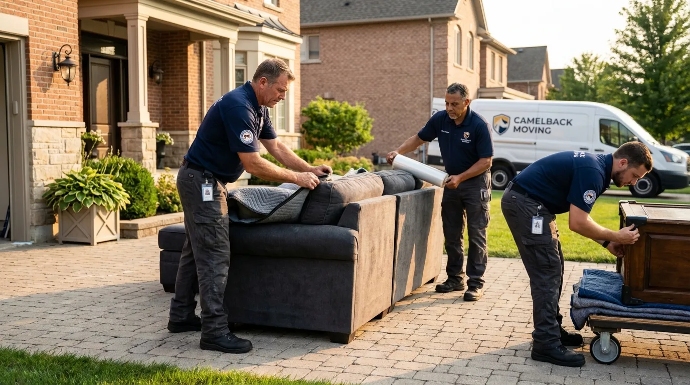 Large estate moving crew wrapping furniture in Livingston, TN